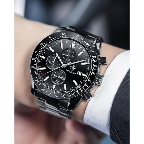 ⚡Watches for Men Analog Quartz Chronograph 30M Waterproof Sport Casual Fashion - Picture 7 of 9